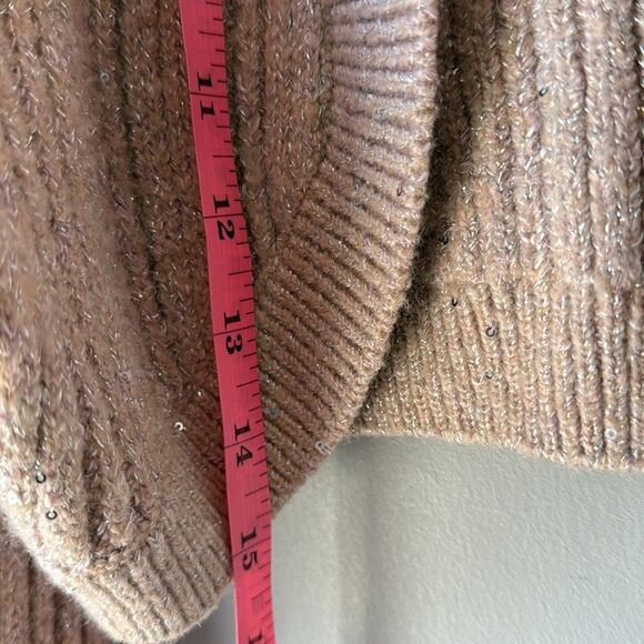 Lily Brown Pink Sparkle Cropped Ribbed Knit Cardigan - Picture 10 of 11